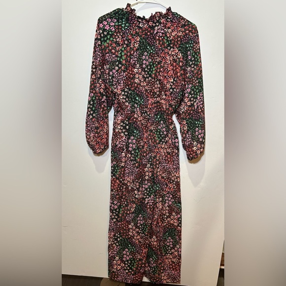 Zara Multicolor Floral Boho Long Puff Sleeve Jumpsuit XS - Picture 5 of 5